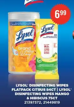 Fortinos LYSOL DISINFECTING WIPES FLATPACK CITRUS, 84 CT | LYSOL DISINFECTING WIPES MANGO & HIBISCUS, 75 CT offer