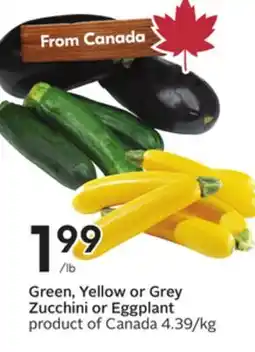 Sobeys Green, Yellow or Grey Zucchini or Eggplant offer