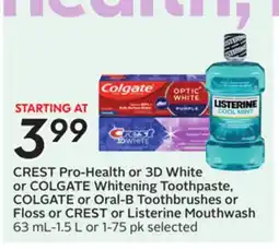 Sobeys Pro-Health or 3D White or COLGATE Whitening Toothpaste, Toothbrushes or Floss or Mouthwash offer