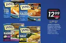 Sobeys JANES ULTIMATES Breaded or Steamed Haddock, Cod or Sole Fillets offer