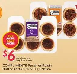Sobeys COMPLIMENTS Pecan or Raisin Butter Tarts offer