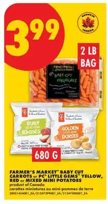 No Frills FARMER'S MARKET BABY CUT CARROTS, 2 LB BAG OR PC LITTLE GEMS YELLOW, RED OR MIXED MINI POTATOES offer