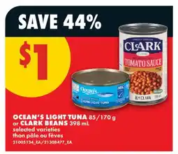 No Frills OCEAN'S LIGHT TUNA, 85/170 g or CLARK BEANS offer