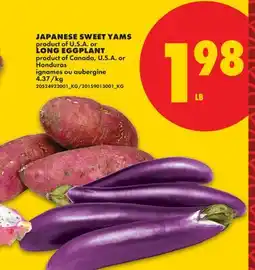 No Frills JAPANESE SWEET YAMS or LONG EGGPLANT offer