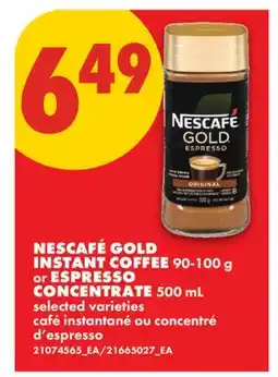 No Frills NESCAFÉ GOLD INSTANT COFFEE, 90-100 g or ESPRESSO CONCENTRATE, 500 mL offer