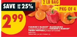 No Frills FARMER'S MARKET MANDARINS, 2 LB BAG OR FARMER'S MARKET SWEET PEPPERS, PKG OF 4 offer