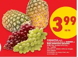 No Frills PINEAPPLE, EACH GREEN OR RED SEEDLESS GRAPES offer