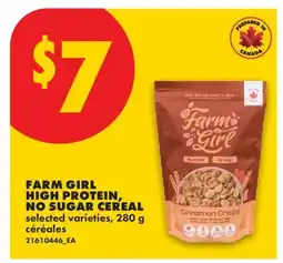 No Frills FARM GIRL HIGH PROTEIN, NO SUGAR CEREAL offer