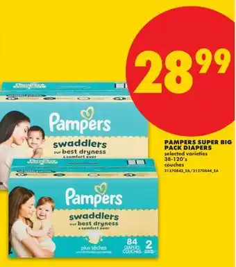 No Frills PAMPERS SUPER BIG PACK DIAPERS, 38-120's offer