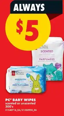 No Frills PC BABY WIPES, 300's offer