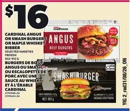 Independent Grocer CARDINAL ANGUS OR SMASH BURGERS OR MAPLE WHISKEY RIBBER offer
