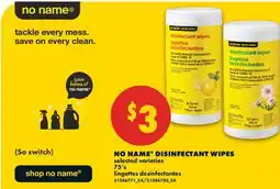 No Frills NO NAME DISINFECTANT WIPES, 75's offer