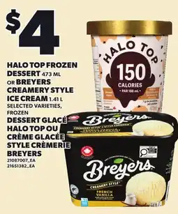 Independent Grocer HALO TOP FROZEN DESSERT, 473 ML OR BREYERS CREAMERY STYLE ICE CREAM, 1.41 L offer