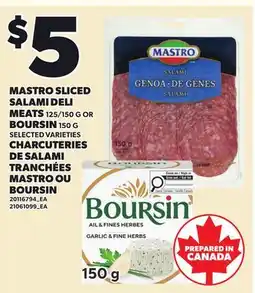 Independent Grocer MASTRO SLICED SALAMI DELI MEATS 125/150 G OR BOURSIN offer