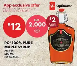 Loblaws PC 100% PURE MAPLE SYRUP offer