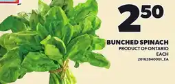 Loblaws BUNCHED SPINACH, EACH offer