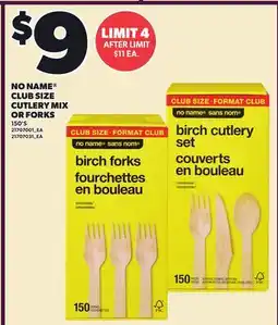 Loblaws NO NAME CLUB SIZE CUTLERY MIX OR FORKS, 150'S offer