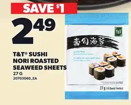 Loblaws T&T SUSHI NORI ROASTED SEAWEED SHEETS offer
