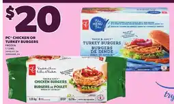 Loblaws PC CHICKEN OR TURKEY BURGERS offer