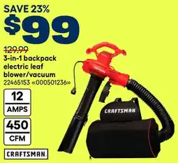RONA CRAFTSMAN 3-in-1 backpack electric leaf blower/vacuum offer