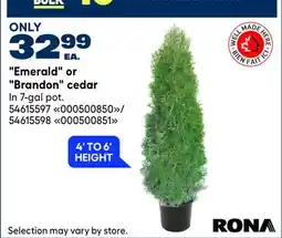 RONA Emerald or Brandon cedar offer