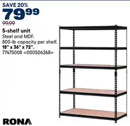 RONA 5-shelf unit offer