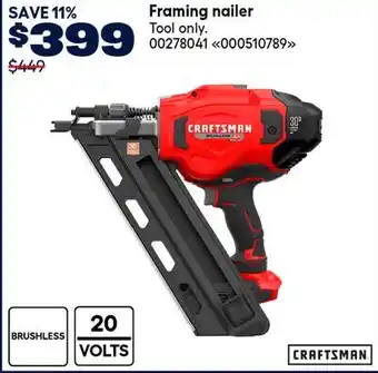 RONA CRAFTSMAN Framing nailer offer