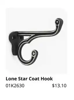 Lee Valley Tools Lone Star Coat Hook offer