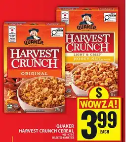 Food Basics QUAKER HARVEST CRUNCH CEREAL offer