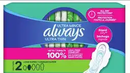 Food Basics ALWAYS ULTRA THIN PADS 20 - 22'S TAMPAX TAMPONS 18'S offer