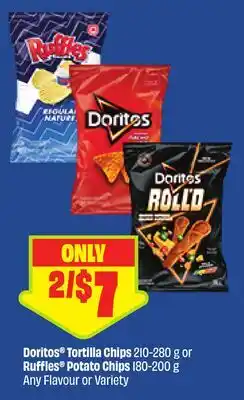 FreshCo Doritos Tortilla Chips 210-280 g or Ruffles Potato Chips 180-200 g Any Flavour or Variety offer