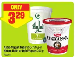FreshCo Astro Yogurt Tub 500-750 g or Khaas Halal or Dahi Yogurt 750 g offer