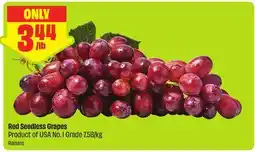 FreshCo Red Seedless Grapes Product of USA No. 1. Grade 7.58/kg offer