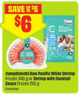 FreshCo Compliments Raw Pacific White Shrimp Frozen 340 g or Shrimp with Cocktail Sauce Frozen 255 g offer