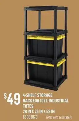 Canac 4-Shelf Storage Rack for 102 L Industrial Totes offer