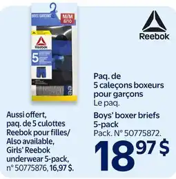 Walmart Boys' boxer briefs 5-pack offer