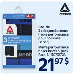 Walmart Reebok Men's performance boxer briefs 3-pack offer