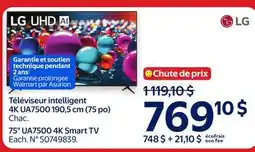 Walmart LG 75 UA7500 4K Smart TV offer