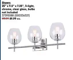 RONA 25 x 9.5 x 7.25, 3-light, chrome, clear glass, bulbs not included offer