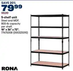 RONA 18 x 36 x 72 5-shelf unit offer