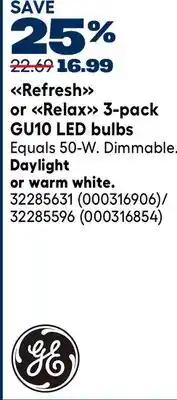 RONA Refresh or Relax 3-pack GU10 LED bulbs offer