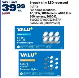 RONA VALU+ 6-pack slim LED recessed lights offer