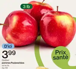 Avril Québec pommes Paulared bios offer