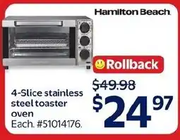 Walmart Hamilton Beach 4-Slice stainless steel toaster oven offer