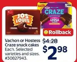 Walmart Vachon or Hostess Craze snack cakes offer