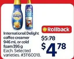 Walmart International Delight coffee creamer offer