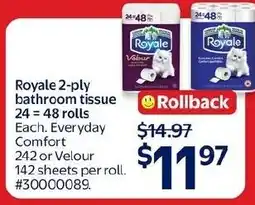 Walmart Royale 2-ply bathroom tissue offer