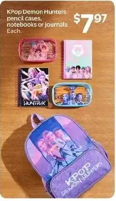 Walmart KPop Demon Hunters pencil cases, notebooks or journals offer