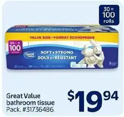 Walmart Great Value bathroom tissue offer