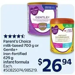 Walmart Parent's Choice milk-based infant formula offer